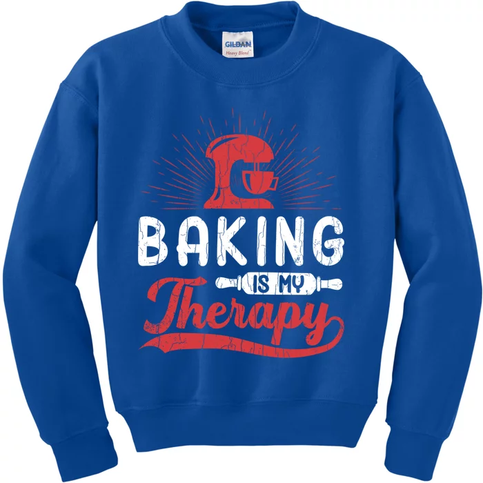 Baking Is My Therapy Funny Baker Cookie Bake Lover Graphic Cute Gift Kids Sweatshirt