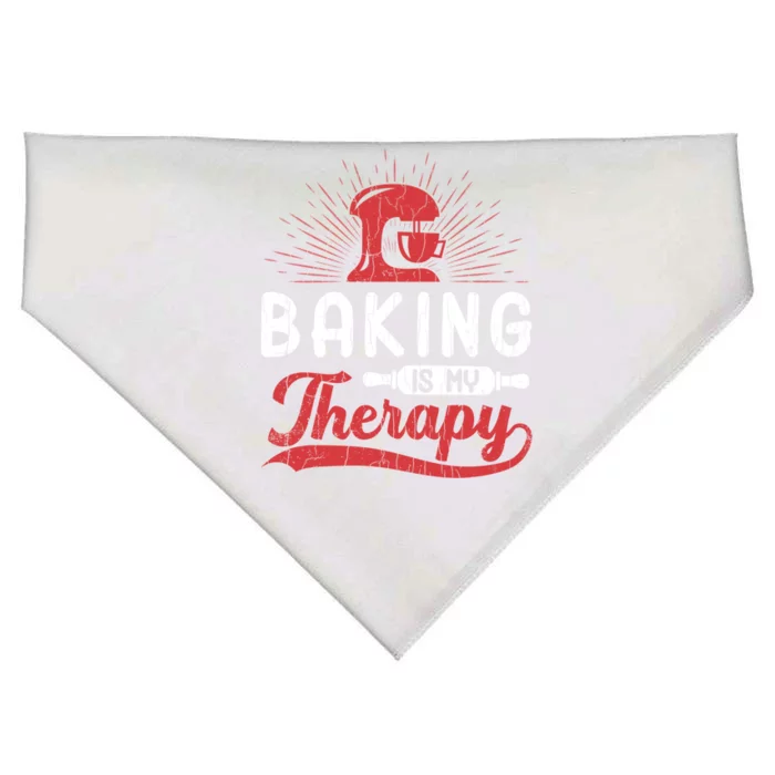 Baking Is My Therapy Funny Baker Cookie Bake Lover Graphic Cute Gift USA-Made Doggie Bandana