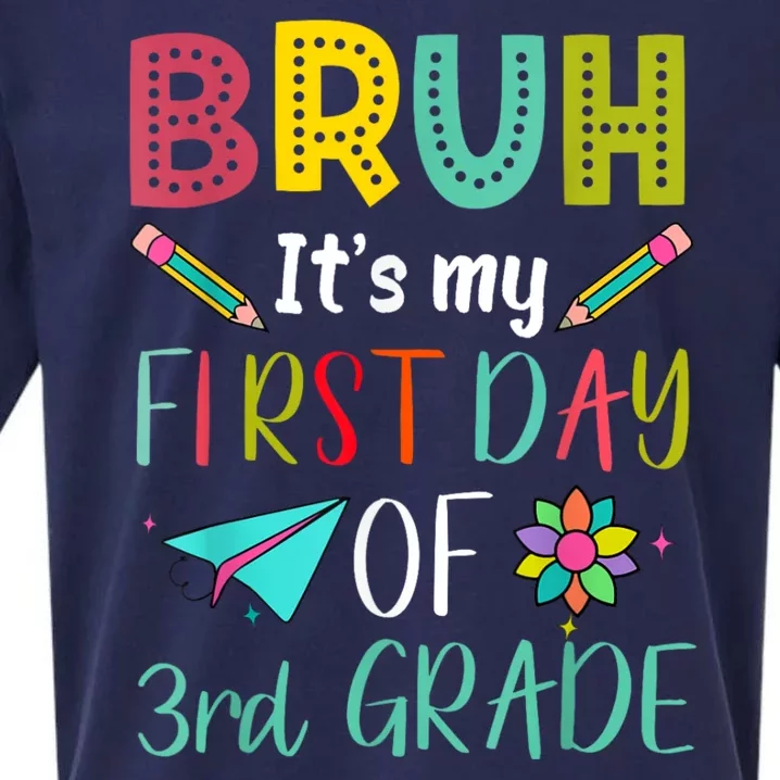 Bruh ItS My First Day Of Third Grade Funny Back To School Sueded Cloud Jersey T-Shirt