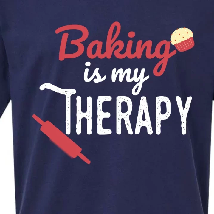 Baking Is My Therapy Baker Funny Chef Funny Gift Sueded Cloud Jersey T-Shirt