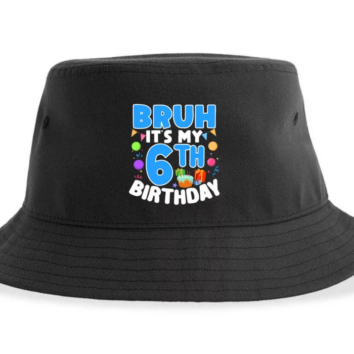 Bruh Its My 6th Birthday Im 6 Years Old Party Decoration Boy Sustainable Bucket Hat