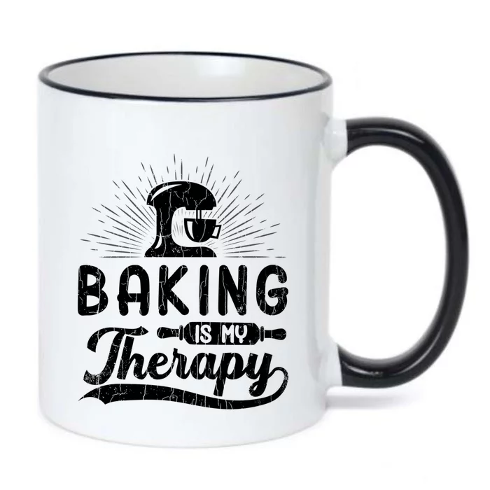 Baking Is My Therapy Funny Baker Cookie Bake Lover Graphic Cool Gift Black Color Changing Mug