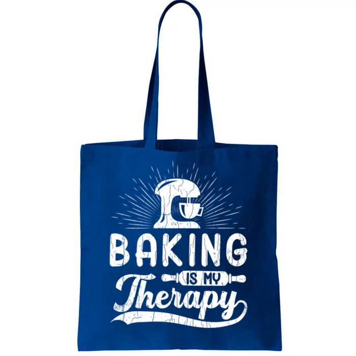 Baking Is My Therapy Funny Baker Cookie Bake Lover Graphic Cool Gift Tote Bag