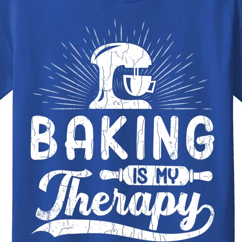 Baking Is My Therapy Funny Baker Cookie Bake Lover Graphic Cool Gift Kids T-Shirt