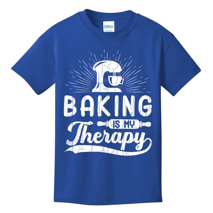 Baking Is My Therapy Funny Baker Cookie Bake Lover Graphic Cool Gift Kids T-Shirt