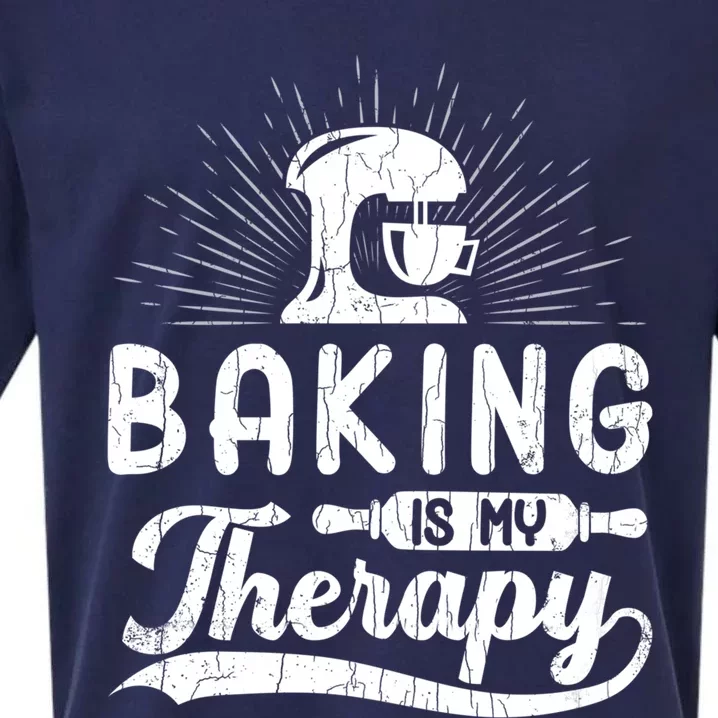 Baking Is My Therapy Funny Baker Cookie Bake Lover Graphic Cool Gift Sueded Cloud Jersey T-Shirt