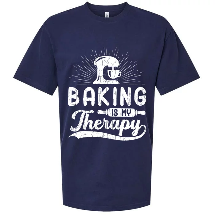 Baking Is My Therapy Funny Baker Cookie Bake Lover Graphic Cool Gift Sueded Cloud Jersey T-Shirt