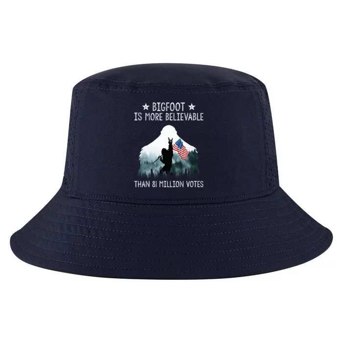 Bigfoot is More Believable Than 81 Million Votes USA Flag Cool Comfort Performance Bucket Hat