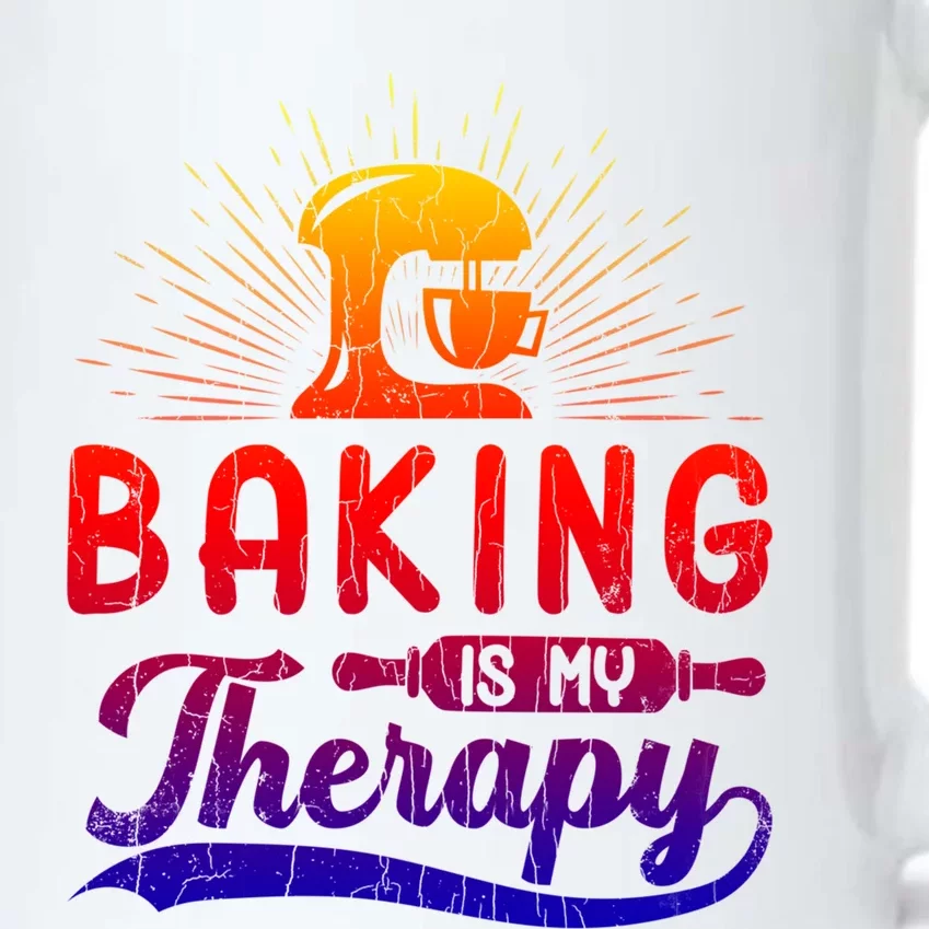 Baking Is My Therapy Funny Baker Cookie Bake Lover Graphic Gift Black Color Changing Mug