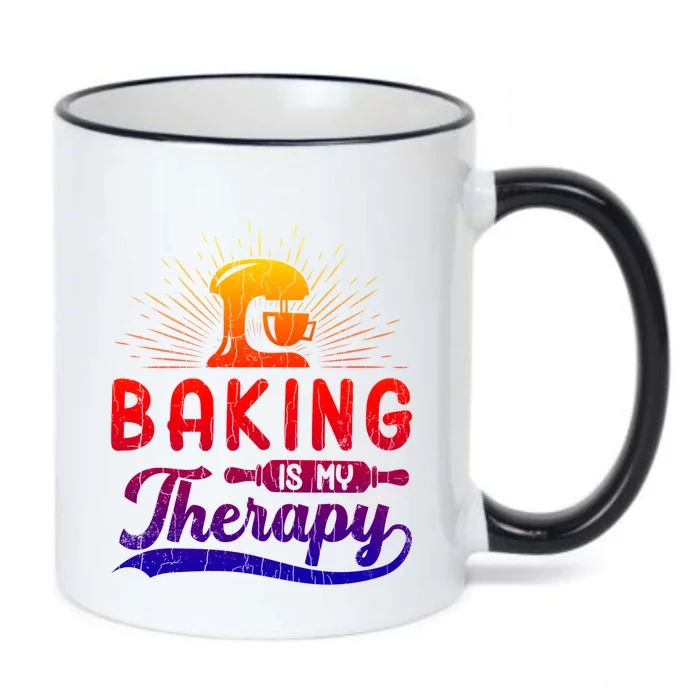 Baking Is My Therapy Funny Baker Cookie Bake Lover Graphic Gift Black Color Changing Mug