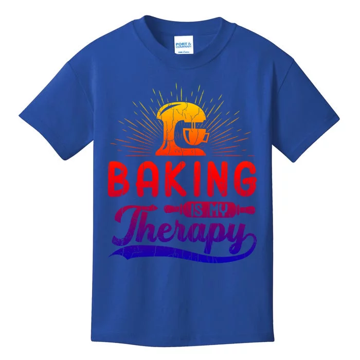 Baking Is My Therapy Funny Baker Cookie Bake Lover Graphic Gift Kids T-Shirt