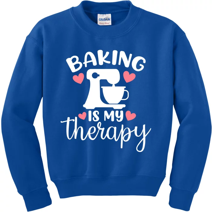 Baking Is My Therapy Funny Baker Lover Funny Gift Kids Sweatshirt