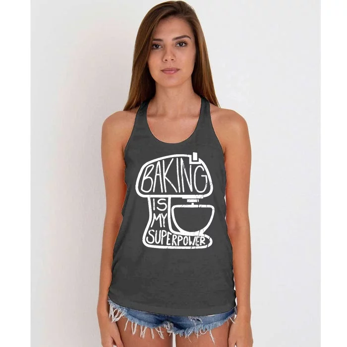 Baking Is My Superpower, Funny Baker Women's Knotted Racerback Tank