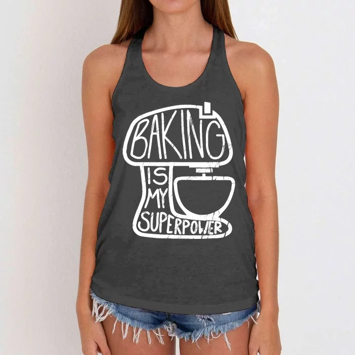 Baking Is My Superpower, Funny Baker Women's Knotted Racerback Tank