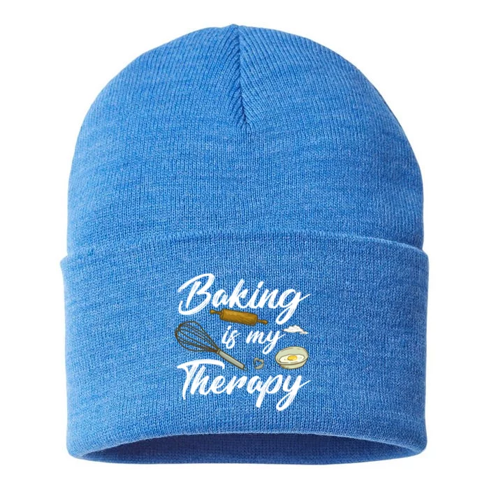 Baking Is My Therapy Baker Cool Gift Sustainable Knit Beanie