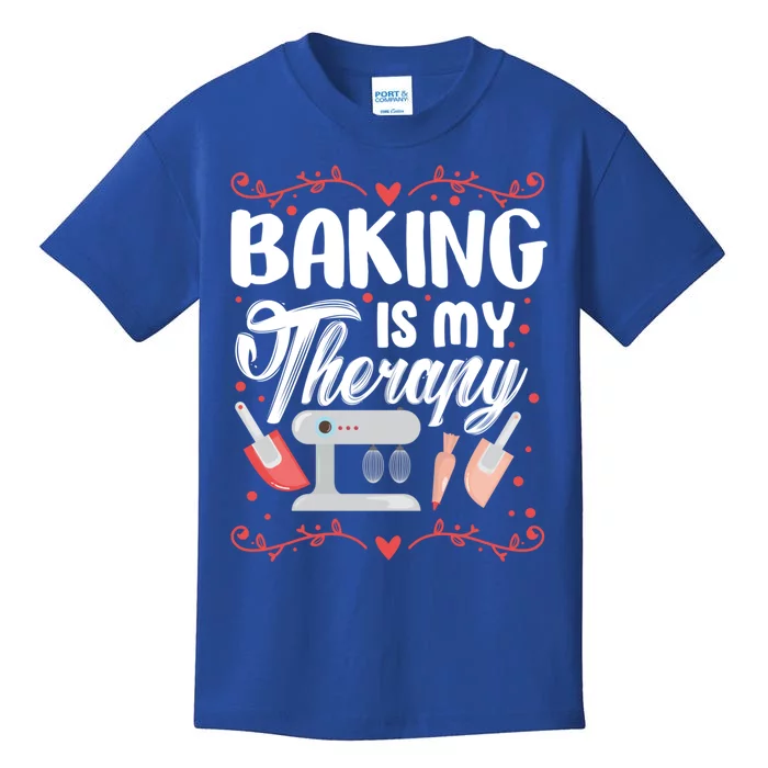 Baking Is My Therapy Funny Baker Pastry Chef Gift Kids T-Shirt