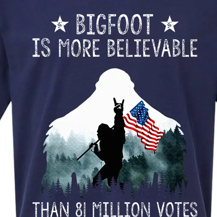 Bigfoot is More Believable Than 81 Million Votes USA Flag Sueded Cloud Jersey T-Shirt