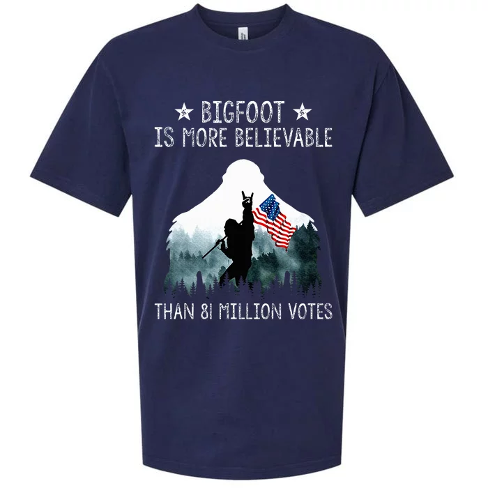 Bigfoot is More Believable Than 81 Million Votes USA Flag Sueded Cloud Jersey T-Shirt