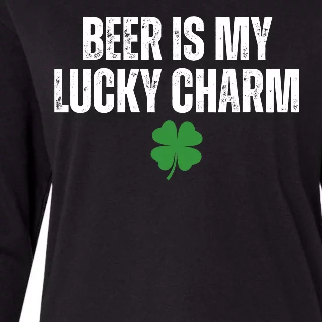 Beer Is My Lucky Charm Funny St Patricks Day Womens Cotton Relaxed Long Sleeve T-Shirt