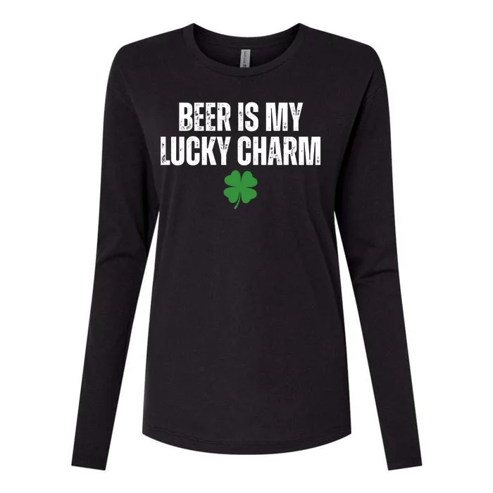 Beer Is My Lucky Charm Funny St Patricks Day Womens Cotton Relaxed Long Sleeve T-Shirt