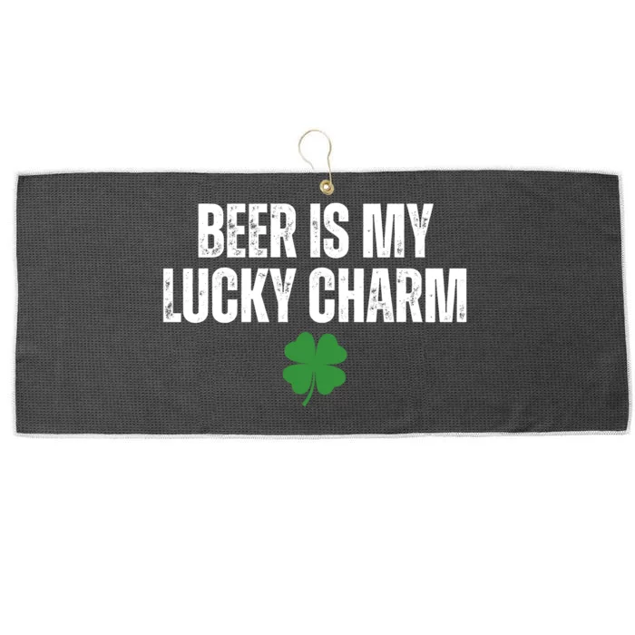 Beer Is My Lucky Charm Funny St Patricks Day Large Microfiber Waffle Golf Towel