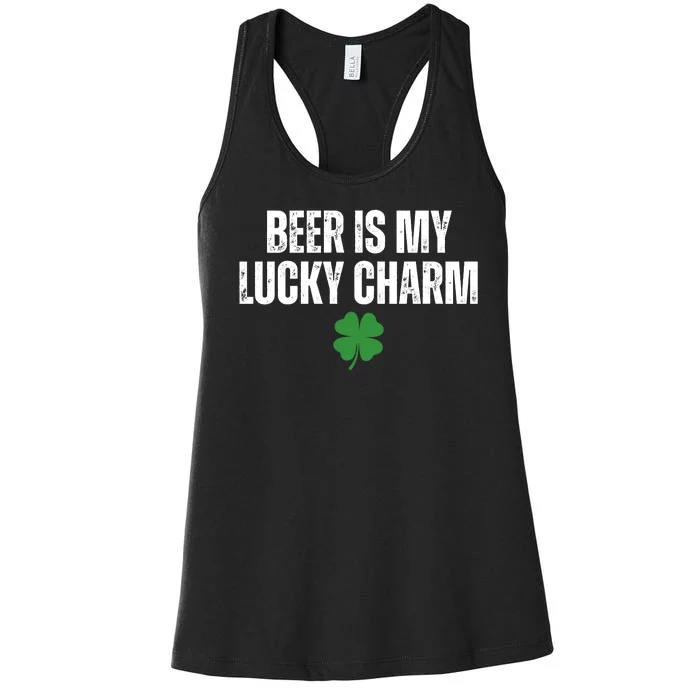 Beer Is My Lucky Charm Funny St Patricks Day Women's Racerback Tank