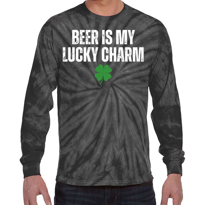 Beer Is My Lucky Charm Funny St Patricks Day Tie-Dye Long Sleeve Shirt