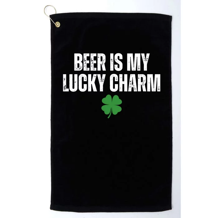 Beer Is My Lucky Charm Funny St Patricks Day Platinum Collection Golf Towel