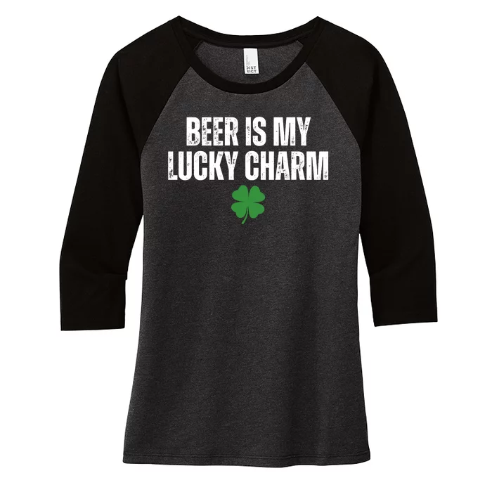 Beer Is My Lucky Charm Funny St Patricks Day Women's Tri-Blend 3/4-Sleeve Raglan Shirt