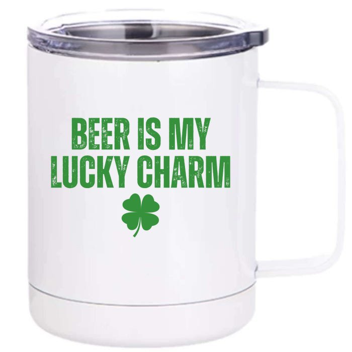 Beer Is My Lucky Charm Funny St Patricks Day Front & Back 12oz Stainless Steel Tumbler Cup