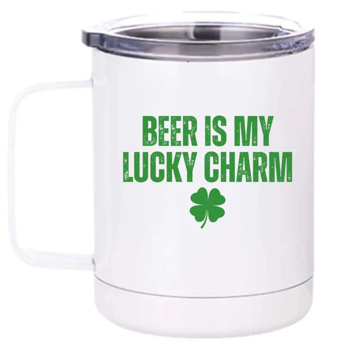 Beer Is My Lucky Charm Funny St Patricks Day Front & Back 12oz Stainless Steel Tumbler Cup