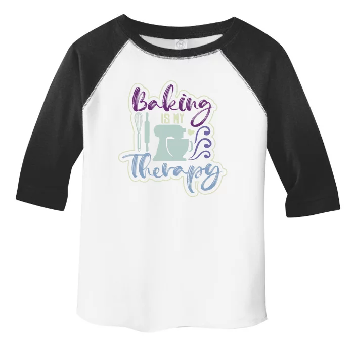 Baking Is My Therapy Funny Baker Patisserie Lover Clothing Cute Gift Toddler Fine Jersey T-Shirt