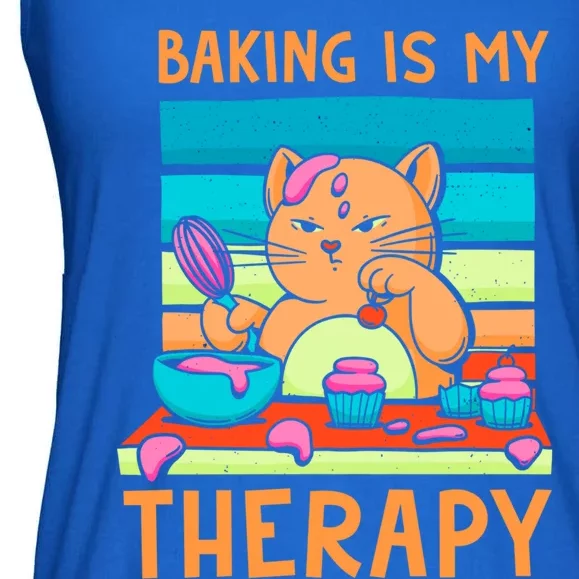 Baking Is My Therapy Bakers Funny Baking Lovers Bakery Owner Gift Ladies Essential Flowy Tank