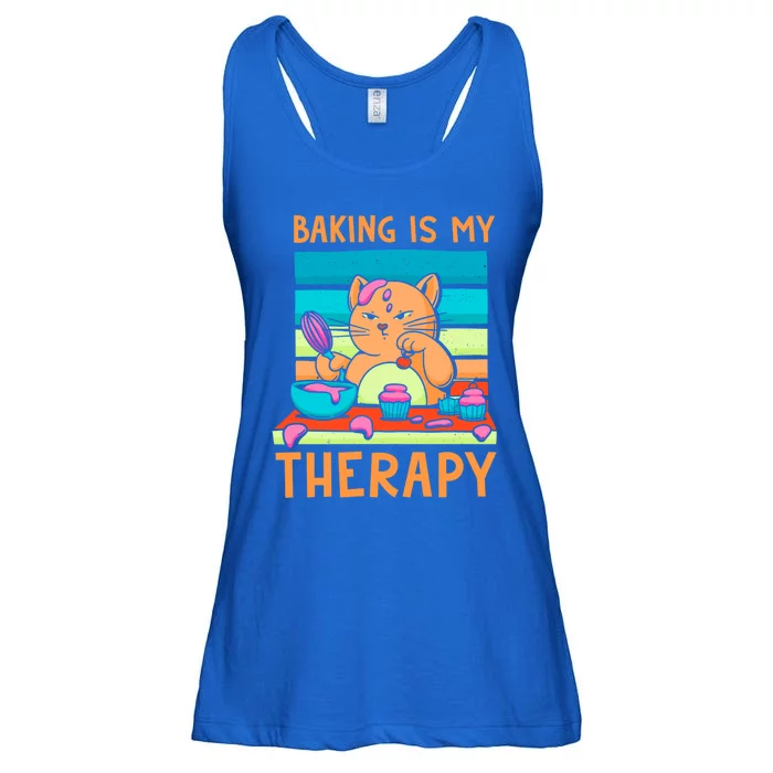 Baking Is My Therapy Bakers Funny Baking Lovers Bakery Owner Gift Ladies Essential Flowy Tank