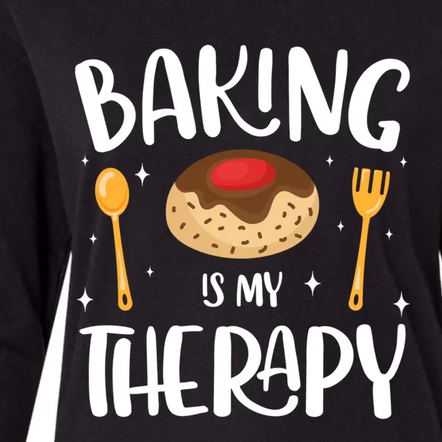 Baking Is My Therapy Funny Baker Gift Womens Cotton Relaxed Long Sleeve T-Shirt