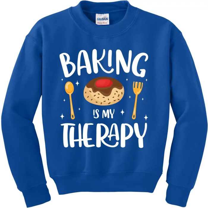 Baking Is My Therapy Funny Baker Gift Kids Sweatshirt