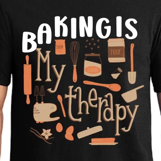 Baking Is My Therapy Bakers Funny Baking Lovers Bakery Owner Gift Pajama Set