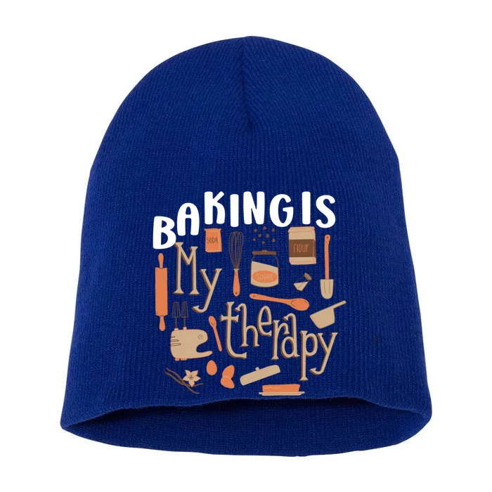 Baking Is My Therapy Bakers Funny Baking Lovers Bakery Owner Gift Short Acrylic Beanie