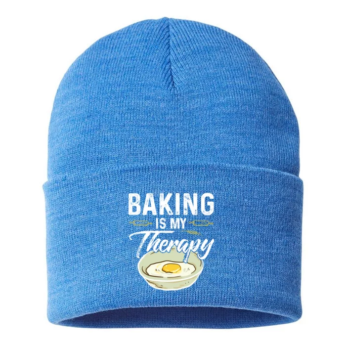 Baking Is My Therapy Funny Baking Bake Gift Cool Gift Sustainable Knit Beanie