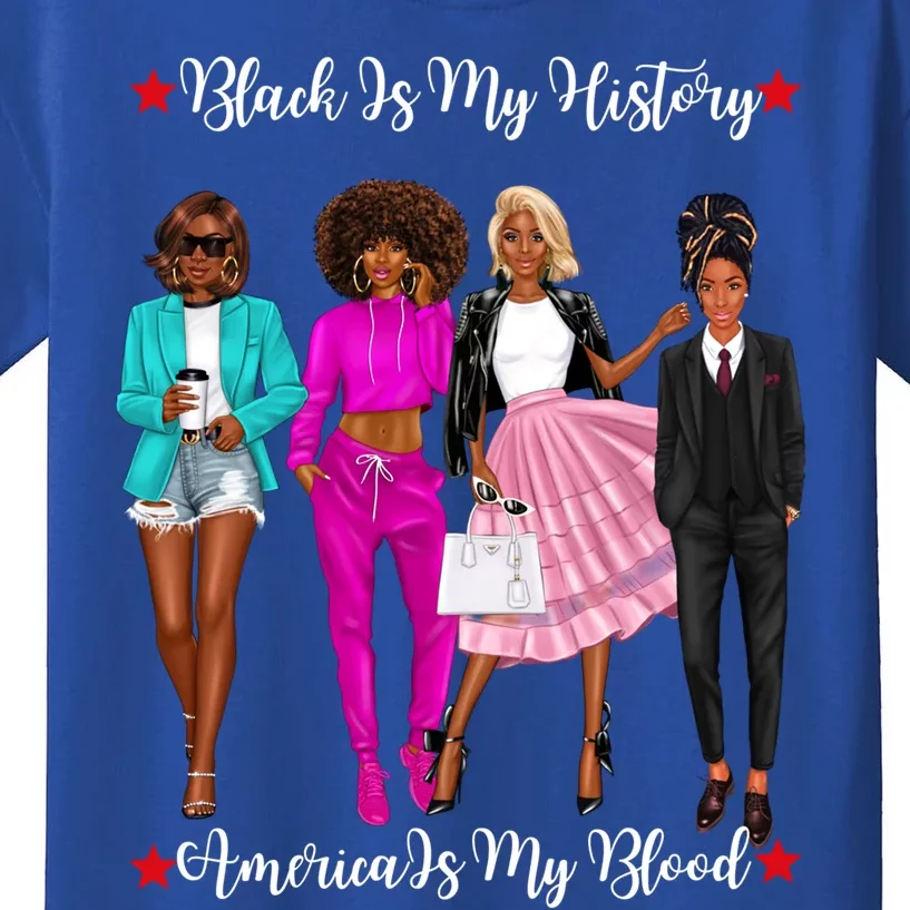 Black Is My History American Blood Proud Black Strong Gift Kids T-Shirt