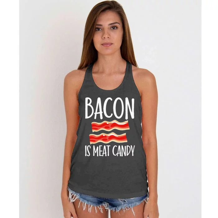 Bacon Is Meat Candy Gift Pig Costume BBQ Lover Grilling Pork Women's Knotted Racerback Tank