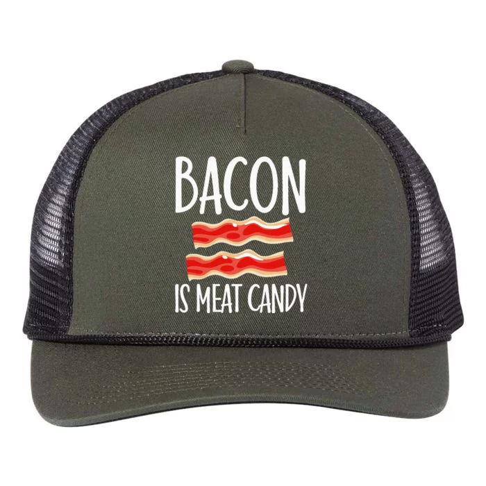 Bacon Is Meat Candy Gift Pig Costume BBQ Lover Grilling Pork Retro Rope Trucker Hat Cap