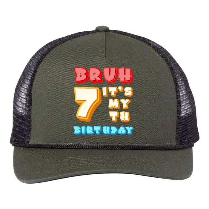 Bruh ItS My 7th Birthday Retro Rope Trucker Hat Cap