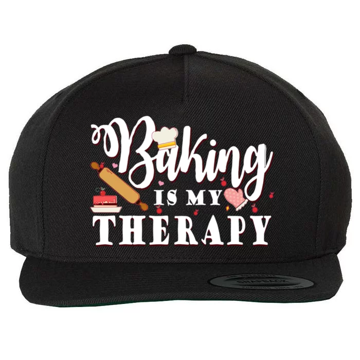 Baking Is My Therapy Funny Cake Bakers Pastry Chef Cupcakes Gift Wool Snapback Cap