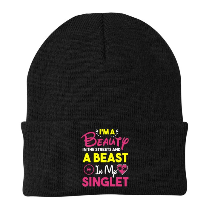 Beast In My Singlet Funny Wrestling Knit Cap Winter Beanie