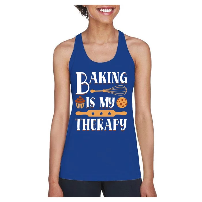 Baking Is My Therapy Baking Lover Quote Funny Baker Cookie Gift Women's Racerback Tank