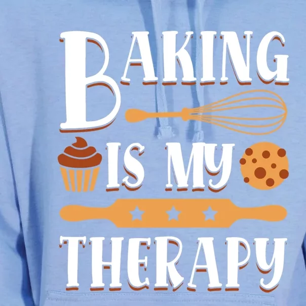 Baking Is My Therapy Baking Lover Quote Funny Baker Cookie Gift Unisex Surf Hoodie