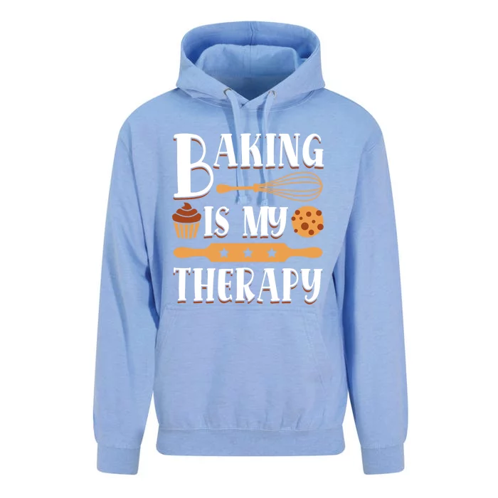 Baking Is My Therapy Baking Lover Quote Funny Baker Cookie Gift Unisex Surf Hoodie