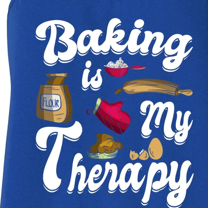 Baking Is My Therapy Baking Lover Quote Funny Baker Cookie Gift Women's Racerback Tank