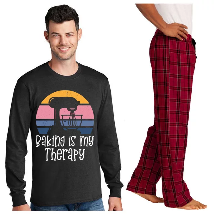 Baking Is My Therapy Funny Cookie Cake Cupcake Baker Gift Long Sleeve Pajama Set